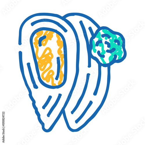 shellfish allergen free product food doodle icon sketch vector. shellfish allergen free product food sign. isolated symbol illustration