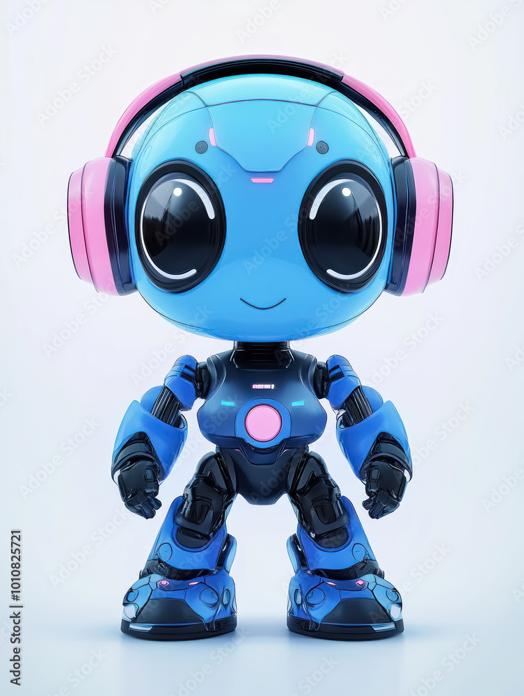 cute futuristic robot in pink with adorable big eyes cute futuristic robot in pink with adorable big eyes