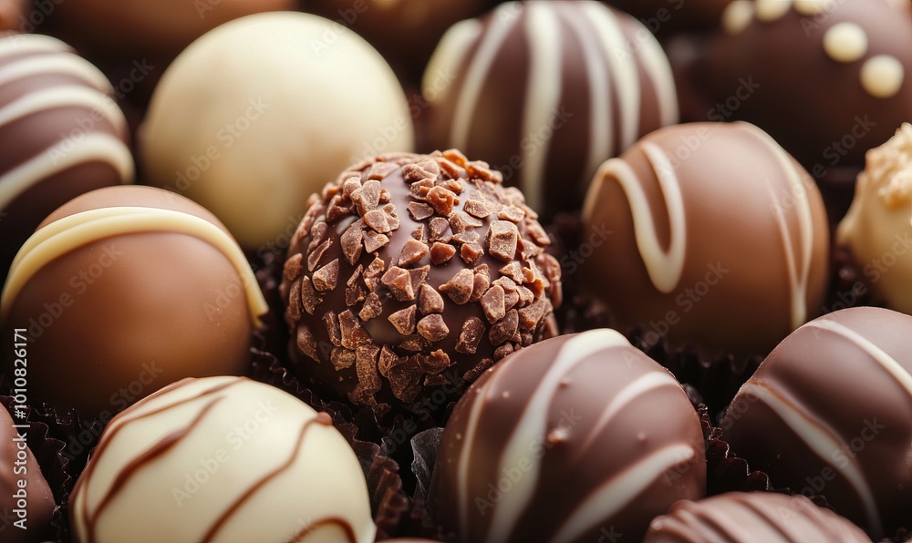 Chocolate truffles, the concept of delicious sweet food