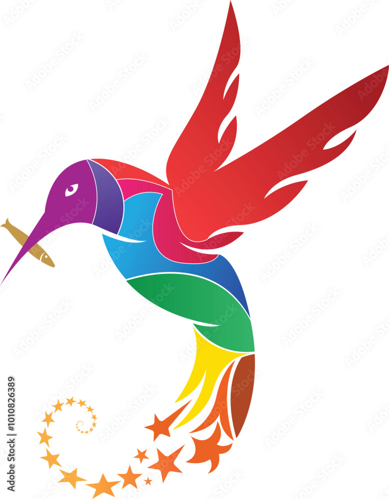 Fotografie Illustration art of a kingfisher logo with isolated background