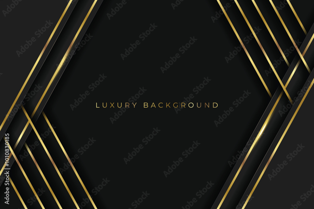Luxury Gold Background with black metal texture in 3d abstract style. stock illustration