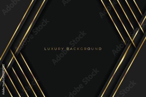 Luxury Gold Background with black metal texture in 3d abstract style. stock illustration