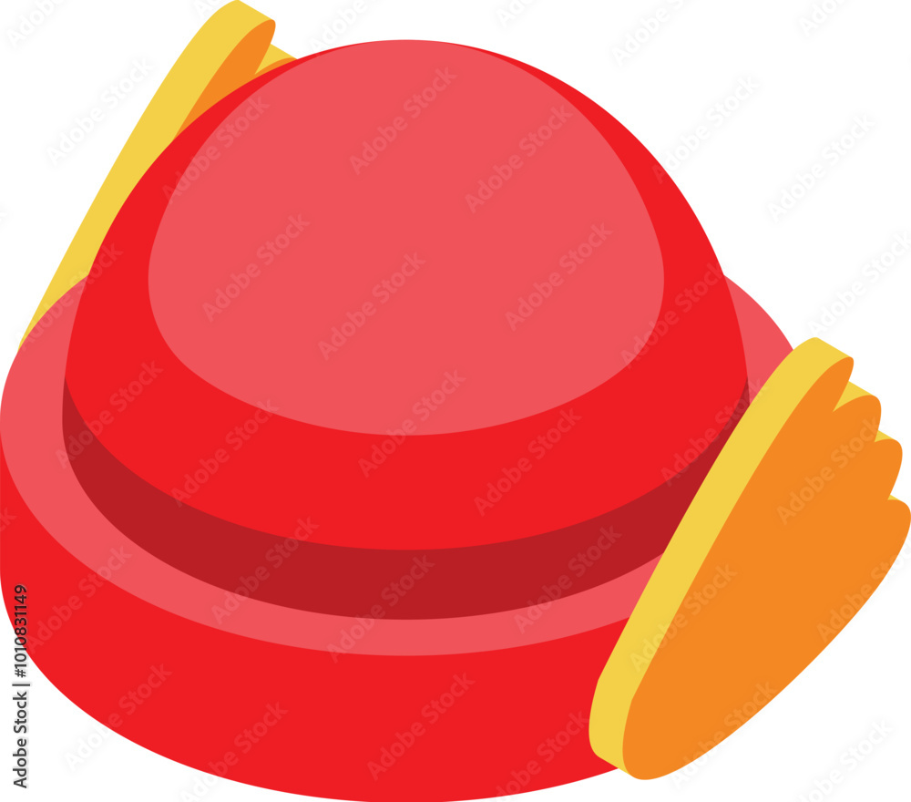 Red hermes helmet with golden wings representing messenger of gods isometric icon Red hermes helmet with golden wings representing messenger of gods isometric icon