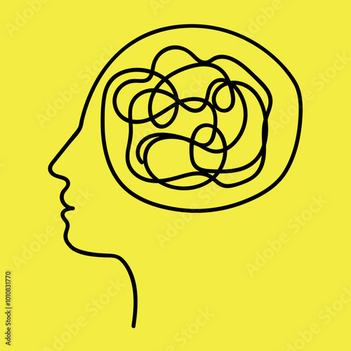 Abstract Illustration of Mental Confusion and Complexity in Mind