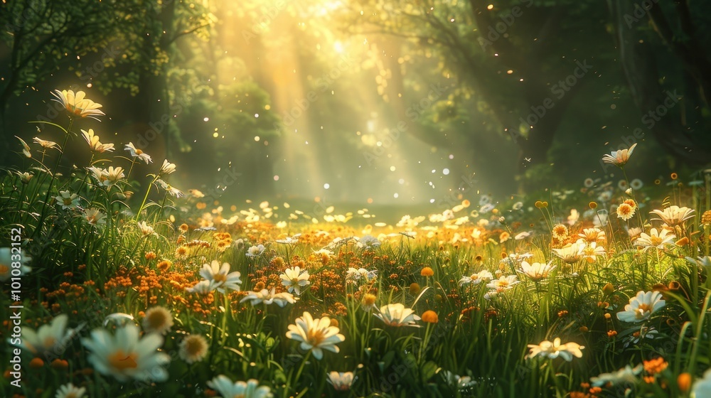 Sunbeams Through a Forest Clearing Sunbeams Through a Forest Clearing