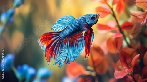 Betta Fish Among Vibrant Flora