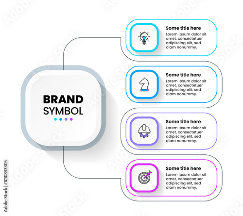 Infographic template. Line with 4 rectangular banners