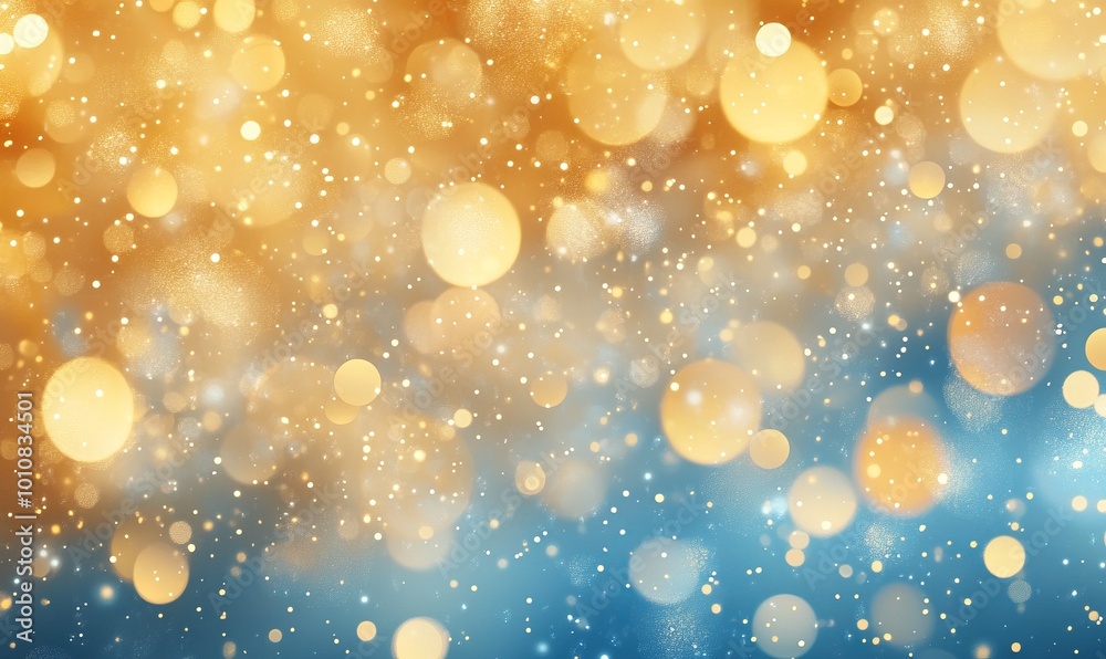 A blurry image of a gold and blue background with a lot of small circles