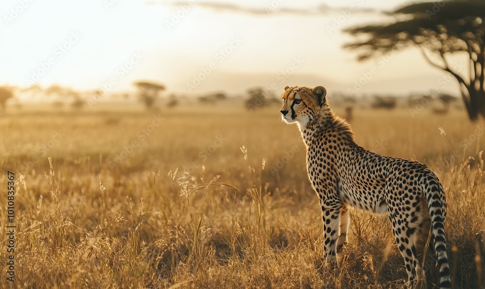 Obraz premium A cheetah scans the savannah
