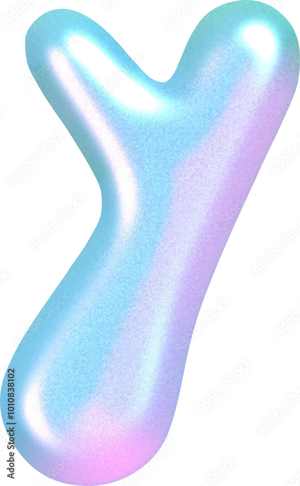 3D Holographic liquid Y2k Chrome alphabet Letter y 3D Holographic liquid Y2k Chrome alphabet Letter y