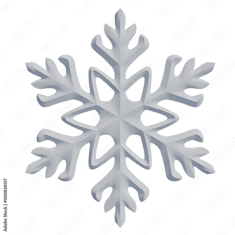 3D White Snowflake Icon Winter Design Christmas Ornament Holiday Symbol Frozen Crystal 3D White Snowflake Icon Winter Design Christmas Ornament Holiday Symbol Frozen Crystal