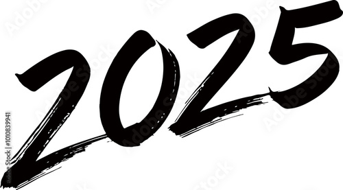 New year 2025 typography brush stroke