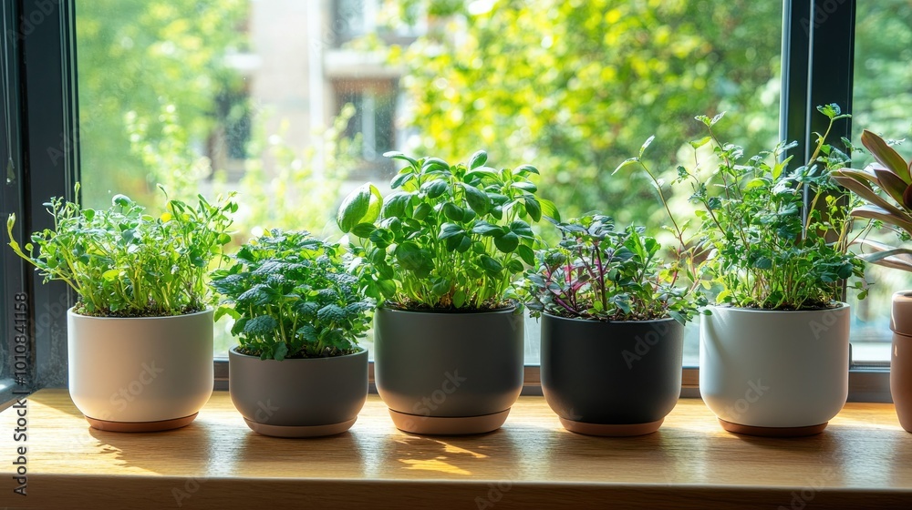 A variety of indoor plants thriving in beautifully designed pots, creating a calming and natural environment within a modern living space. Perfect for home crop production. A variety of indoor plants thriving in beautifully designed pots, creating a calming and natural environment within a modern living space. Perfect for home crop production.