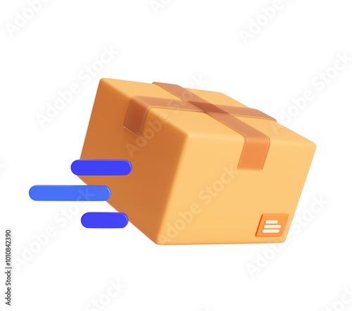 Fast delivery with Parcel box 3d illustration background