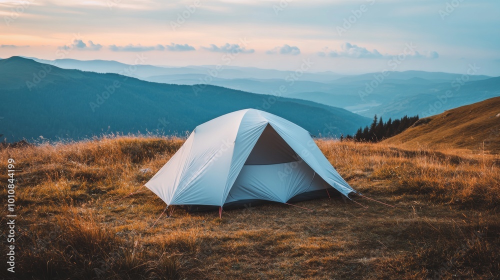 a lively campsite on a grassy hillside a lively campsite on a grassy hillside
