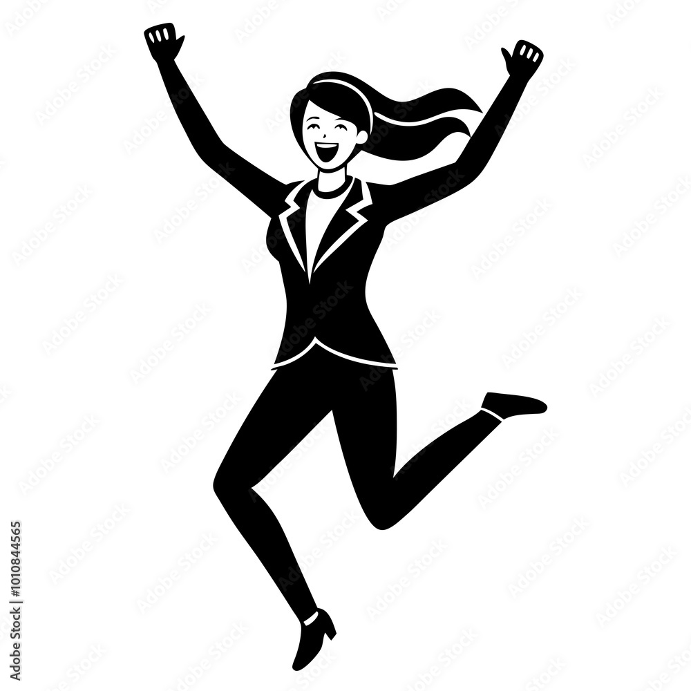 Energetic Businesswoman Mid Leap Celebrating Triumph Vector Illustration
Energetic Businesswoman Mid Leap Celebrating Triumph Vector Illustration