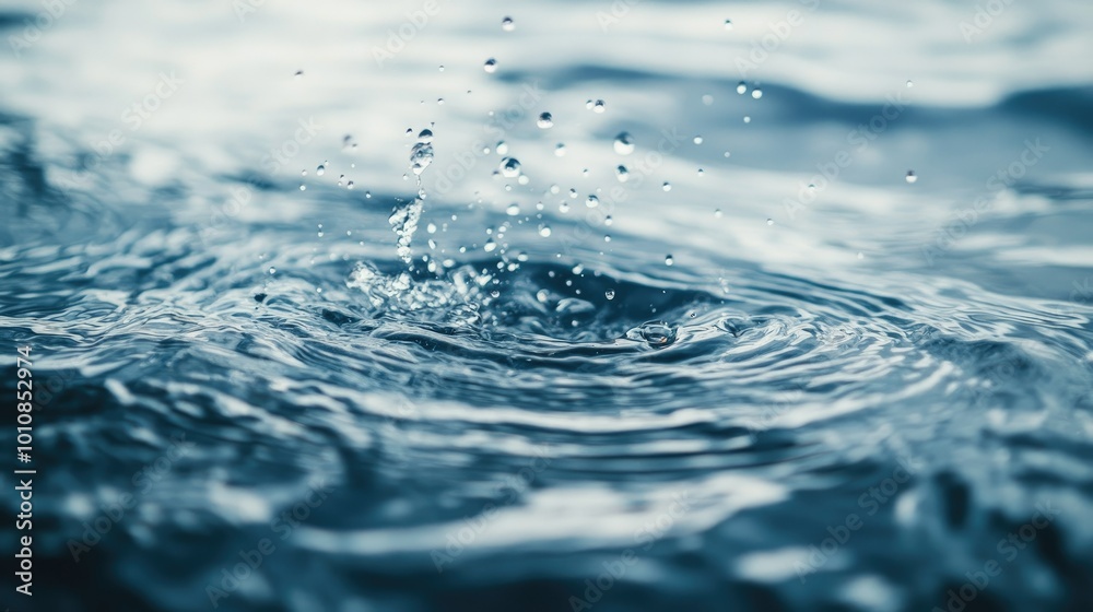 Defocused blue water with light ripples and shimmering waves. Clear, transparent texture of calm water, soft focus with splashes and bubbles floating on the surface. Defocused blue water with light ripples and shimmering waves. Clear, transparent texture of calm water, soft focus with splashes and bubbles floating on the surface.