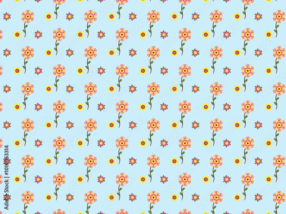 Seamless abstract flower art on pattern for background and backdrop.