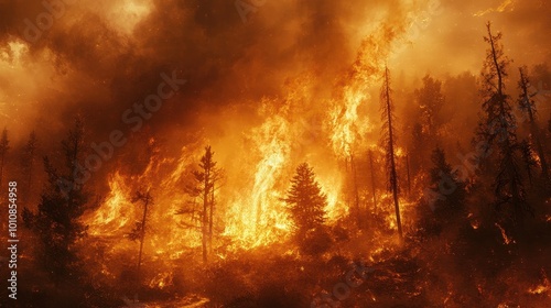 Raging Forest Fire in the Wilderness