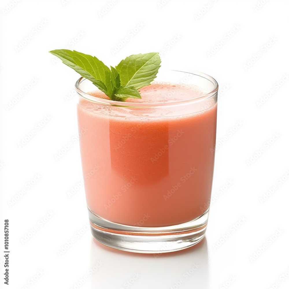 A smoothie made with fresh watermelon juice, isolated on a clean white background, creamy and revitalizing. A smoothie made with fresh watermelon juice, isolated on a clean white background, creamy and revitalizing.
