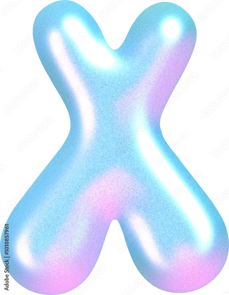 3D Holographic liquid Y2k Chrome bubble alphabet Letter X 3D Holographic liquid Y2k Chrome bubble alphabet Letter X
