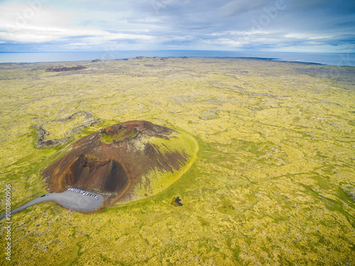 Wallpaper Mural Aerial view of Saxhóll Crater located in the Snaefellsjokull National Park, Iceland Torontodigital.ca