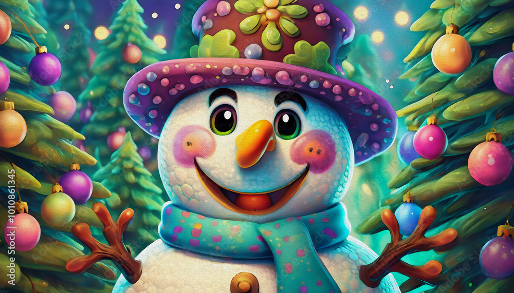 oil painting style cartoon character illustration christmas, snowman, holiday, winter, oil painting style cartoon character illustration christmas, snowman, holiday, winter,