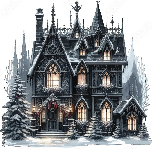 Gothic Christmas Sublimation Clipart