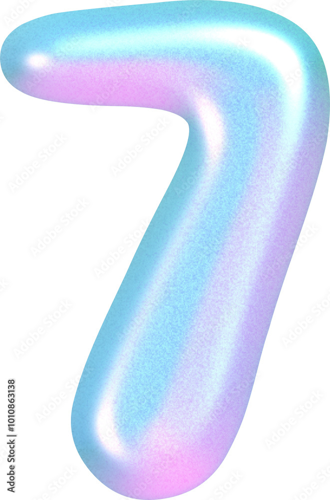 3D Holographic liquid Y2k Chrome bubble alphabet Number 7 3D Holographic liquid Y2k Chrome bubble alphabet Number 7