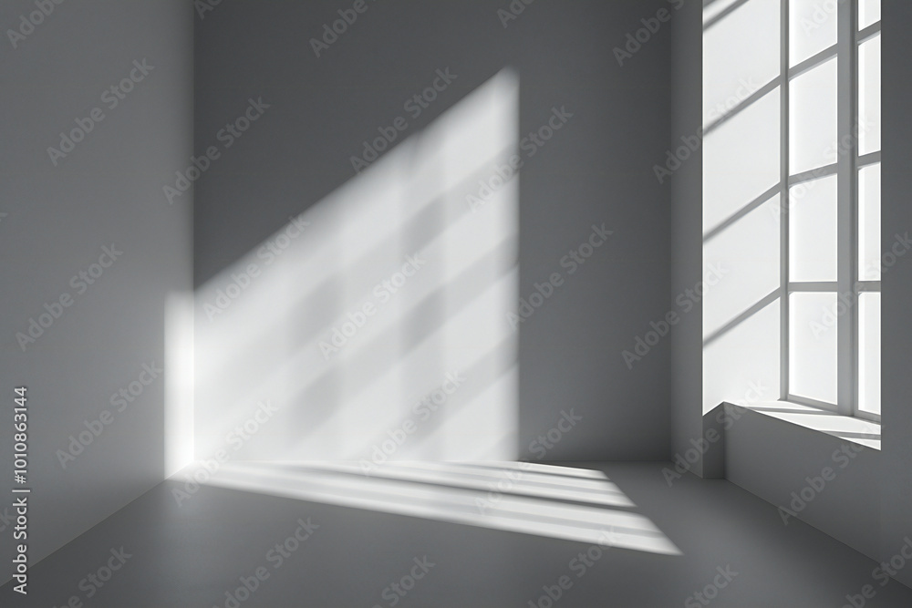 Sunlight streaming through a large window in an empty minimalist room with soft shadows
Sunlight streaming through a large window in an empty minimalist room with soft shadows