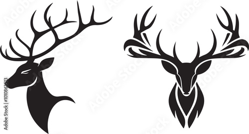 Deer Head Silhouette Vector Art Illustration Bundle