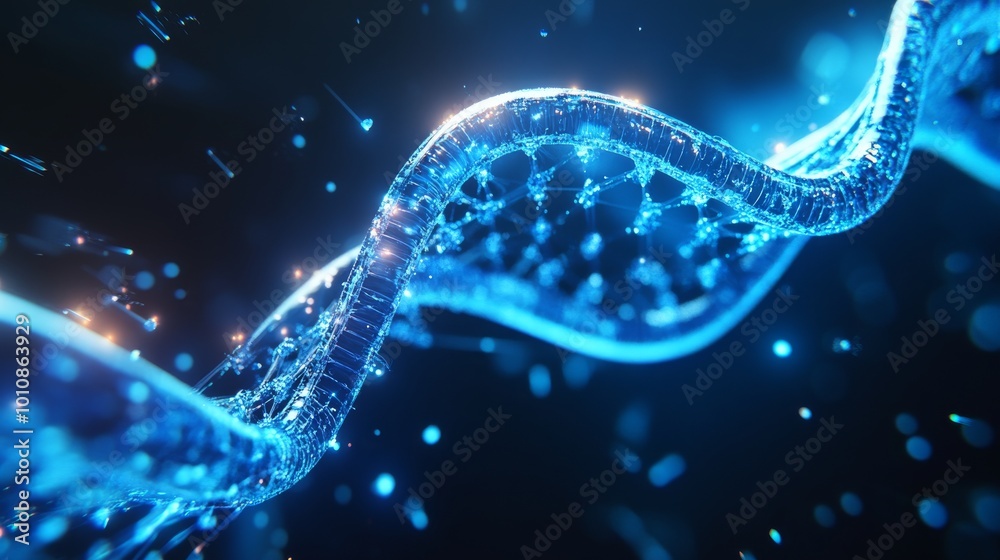 2410_054.dynamic 3d dna molecule, electric blue highlights, flowing data streams, abstract tech elements, dark cosmic background, advanced genomics imagery 2410_054.dynamic 3d dna molecule, electric blue highlights, flowing data streams, abstract tech elements, dark cosmic background, advanced genomics imagery