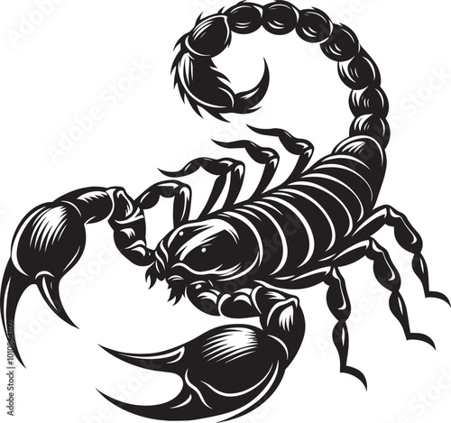 Scorpion insect Silhouette isolated on a white background Minimalist Scorpion vector shape photo