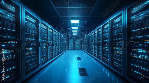 Futuristic Data Center Corridor