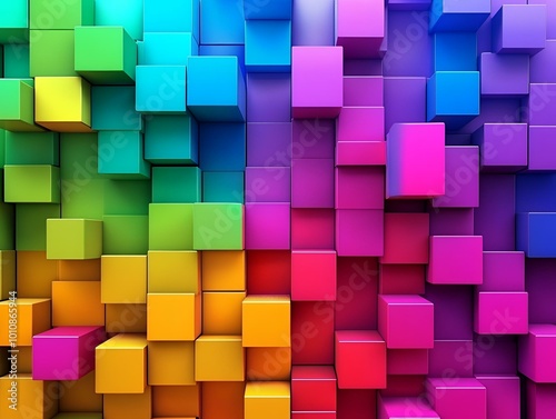 Colorful Abstract Geometric Cube Background - A Multicolored 3D Rendered Pattern for Creative Design.