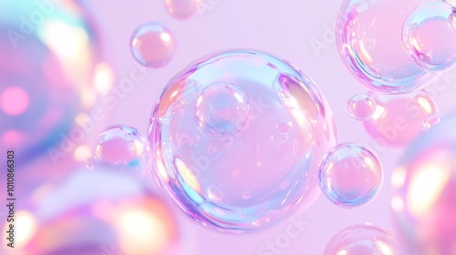 Wallpaper Mural 2410_092.microscopic view of soap bubbles, pastel and vibrant hues, overlapping spheres, translucent membranes, organic shapes, light refraction, smooth glossy finish, ultra-detailed render Torontodigital.ca