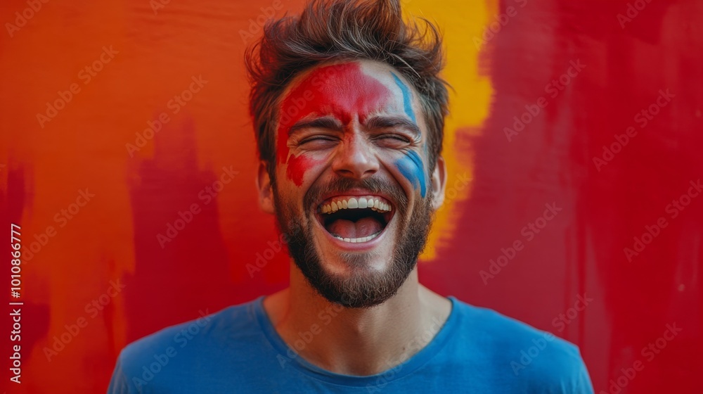 Man with Face Paint Laughing Man with Face Paint Laughing