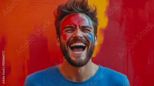 Man with Face Paint Laughing