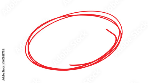 Hand-drawn Red circle marker, Sketch line pencil elements, Red marker pen highlighter circle. Vector illustration.