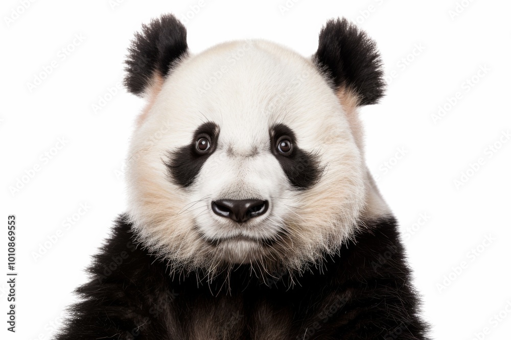 This delightful panda showcases a gentle smile, with its striking black and white fur contrasted beautifully against the bright white background, inviting a warm connection. This delightful panda showcases a gentle smile, with its striking black and white fur contrasted beautifully against the bright white background, inviting a warm connection.