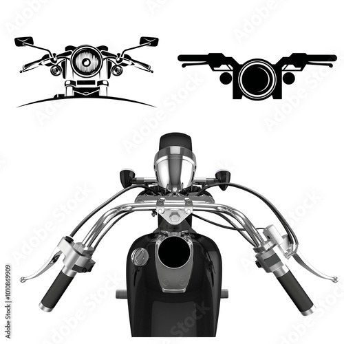 Several motorcycle handlebar silhouettes, PNG image, transparent background