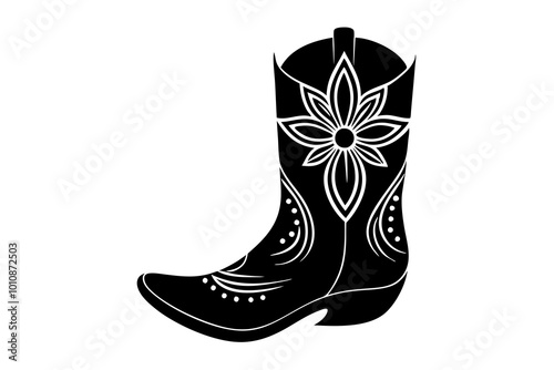 Decorative Cowboy Boot Silhouette with Spurs Stylish Design