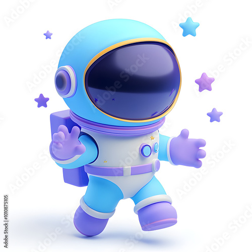Cute 3d render of a astronaut holding a star