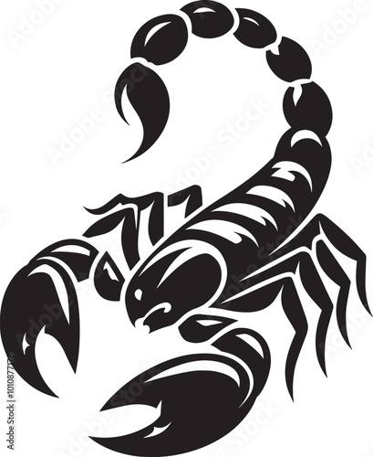 Scorpion insect Silhouette isolated on a white background Minimalist Scorpion vector shape photo