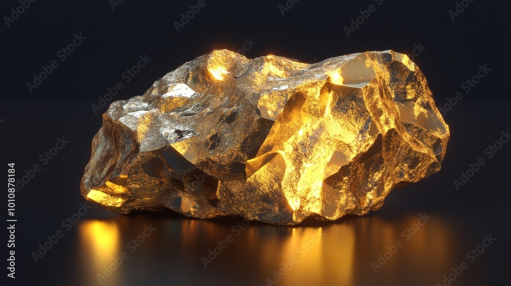 A shiny gold nugget sits on a dark surface, highlighting its richness and value. This represents wealth and success in business. A shiny gold nugget sits on a dark surface, highlighting its richness and value. This represents wealth and success in business.