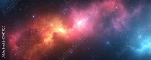 Colorful space galaxy cloud nebula on stary night