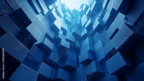 Abstract Blue Geometric Wall
