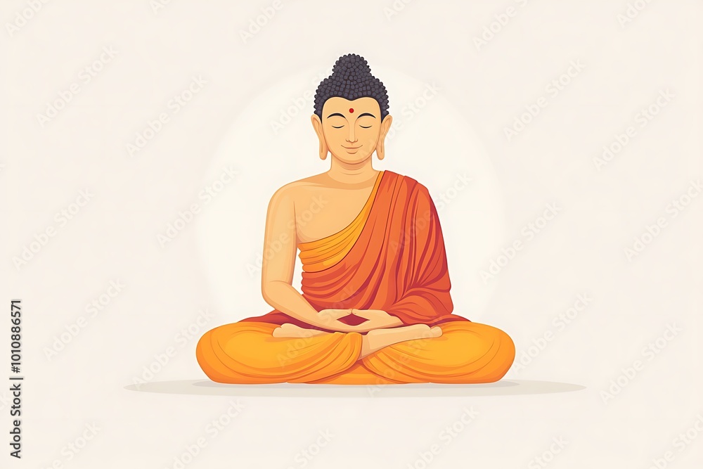 Vector Art of Lord Buddha on a Plain Color Background for Peaceful Design Vector Art of Lord Buddha on a Plain Color Background for Peaceful Design