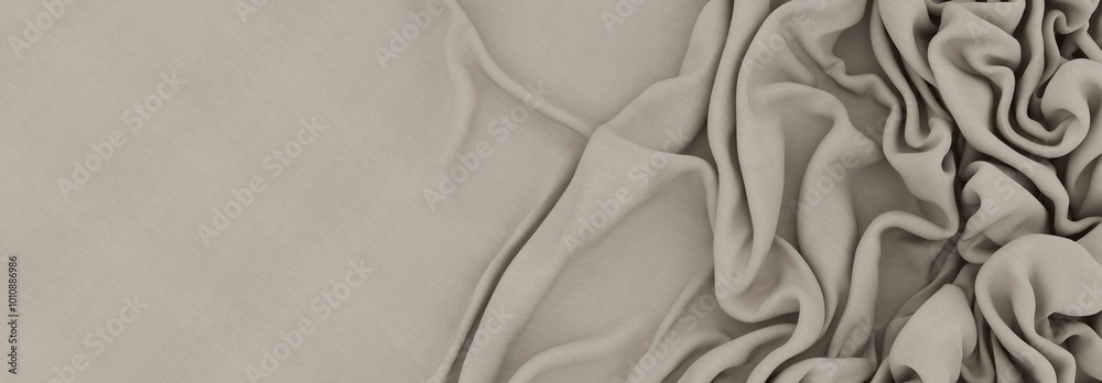 Obraz premium Elegant drapery of delicate beige fabric.