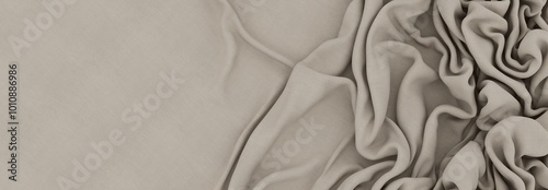 Elegant drapery of delicate beige fabric.